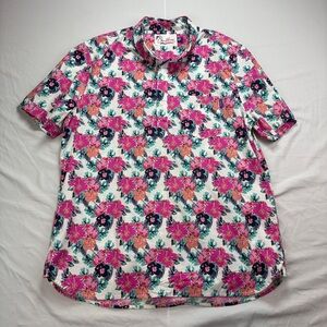 CHUBBIES The Wedding Crasher Short Sleeve Pink Floral Popover Shirt XXL